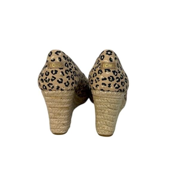 Tom's Women's Peep Toe Wedge Cheetah Leopard Canvas Espadrilles 9.5 - Picture 3 of 7
